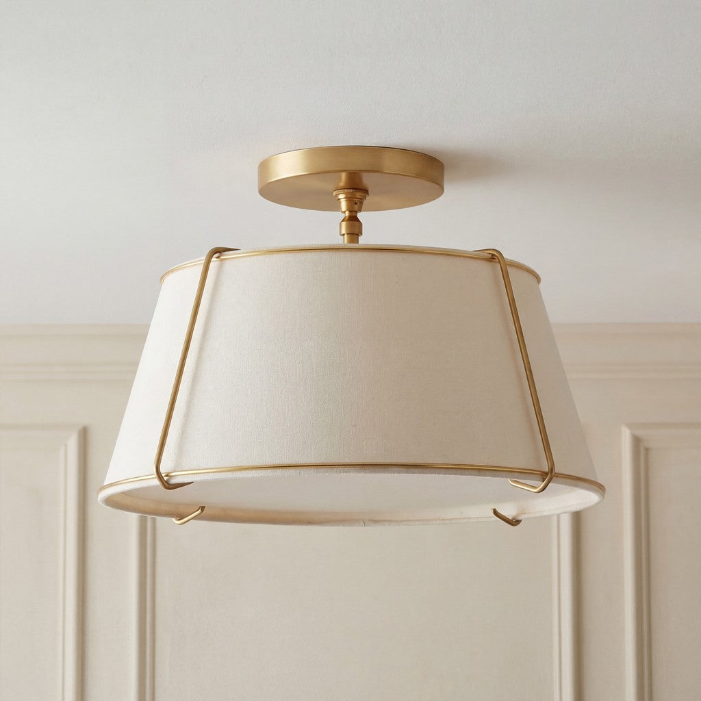 Hesperia Fabric Drum Shade Semi Flush Mount