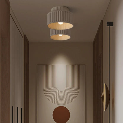 Nicola Vintage Resin Cream Breeze Drum Semi-Flush Mount Ceiling Light