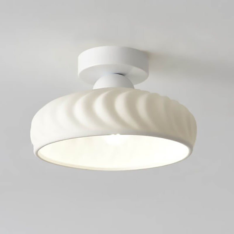 Rethen Light Luxury White Round Textured Ceramic Ceiling Light
