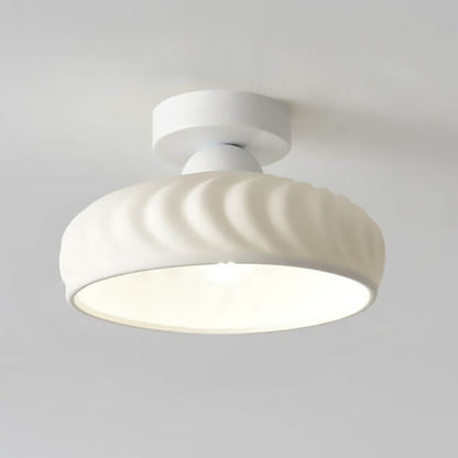 Rethen Light Luxury White Round Textured Ceramic Ceiling Light