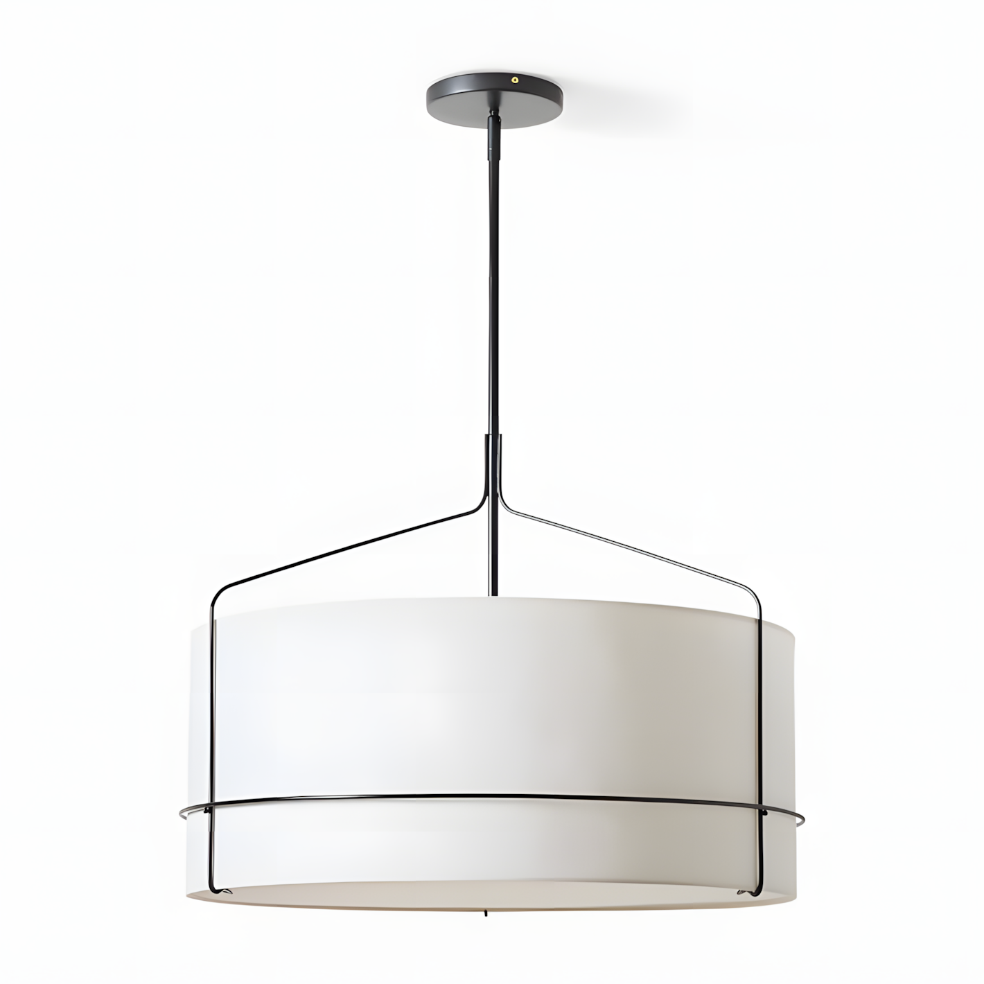 Bravos Rustic White Fabric Drum Pendant Light
