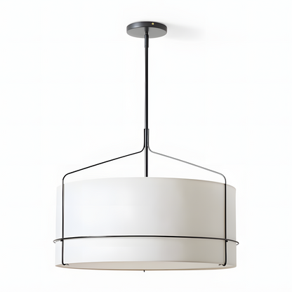 Bravos Rustic White Fabric Drum Pendant Light
