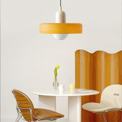 Xanadu Bauhaus Stained Glass Disc Pendant Light
