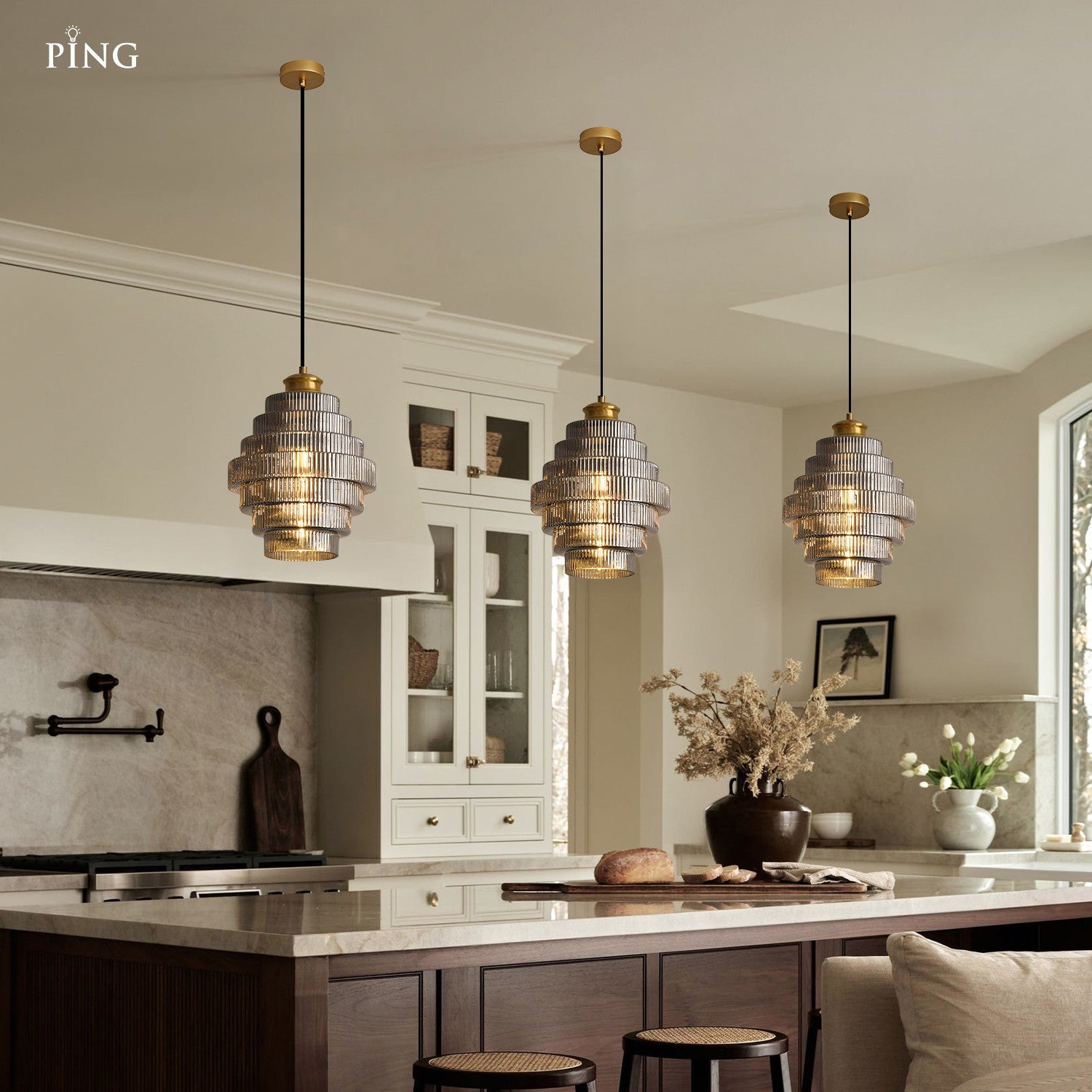 Kaelyn Bottle Shade Stained Striped Glass Pendant Light