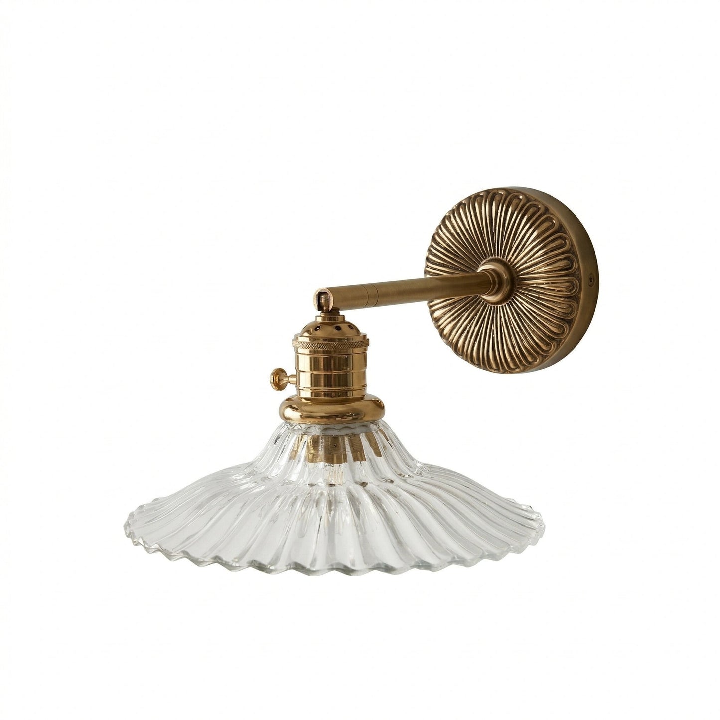 Dafne Vintage Brass Flower Glass Wall Sconce