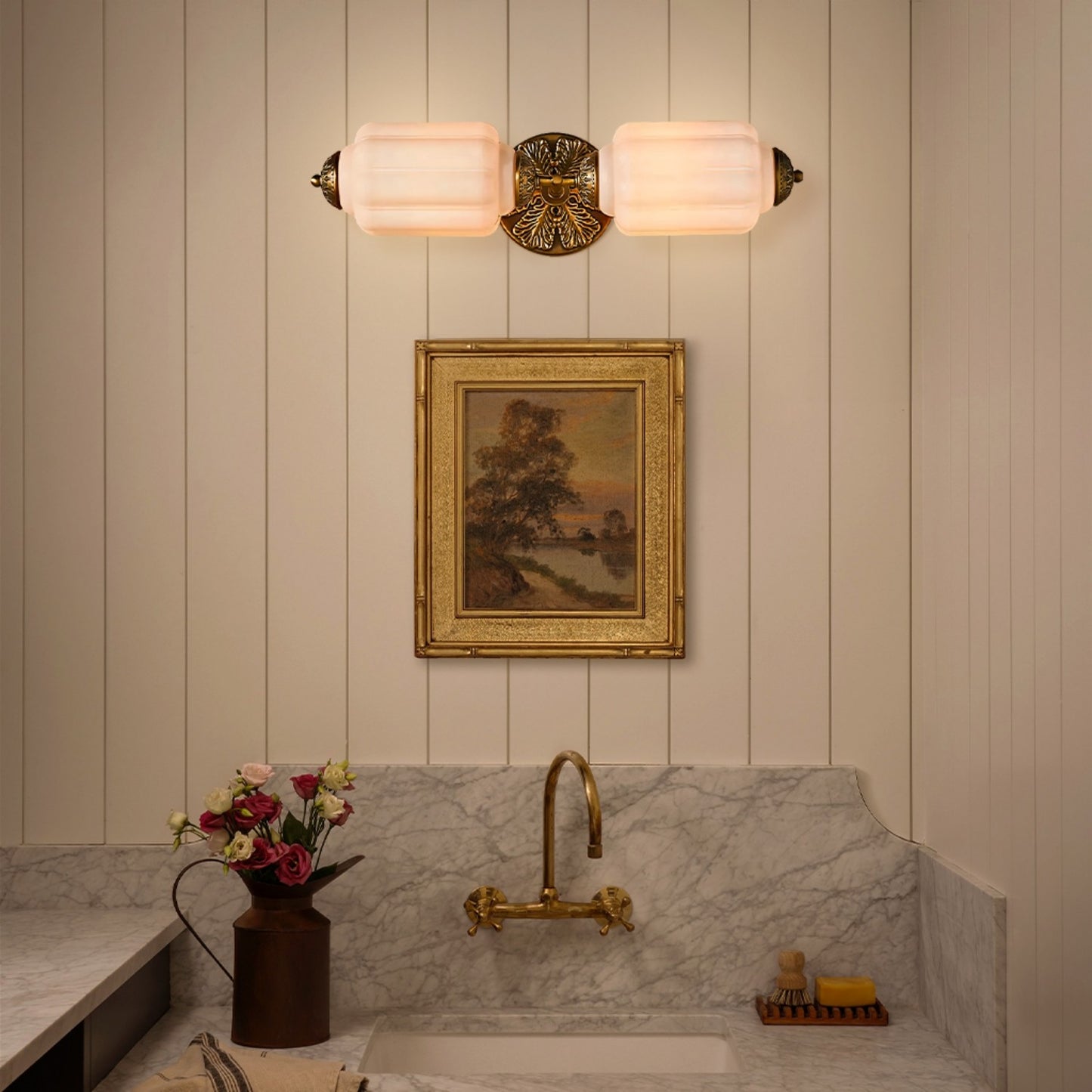 Vintage Elegant Milk Glass Eloise Wall Sconce - Retro Accent Lighting for Bathroom\Bedroom\Hallway