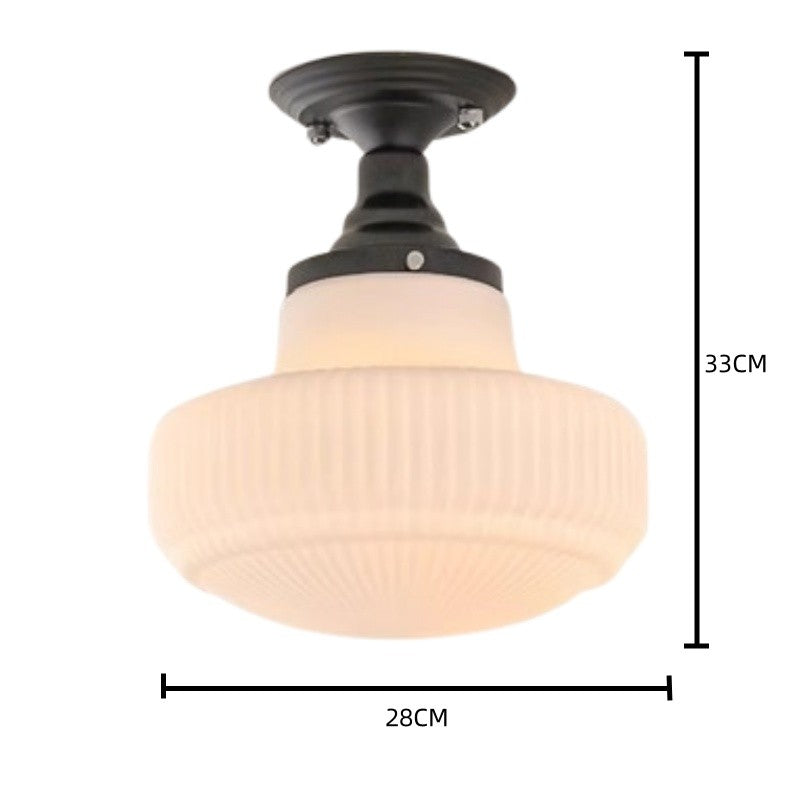 Iveria Striped Milk Glass Schoolhouse Flush Mount Ceiling Light