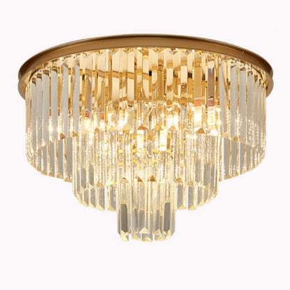 Brigitte Luxurious Three Layer Crystal Flush Mount Chandelier