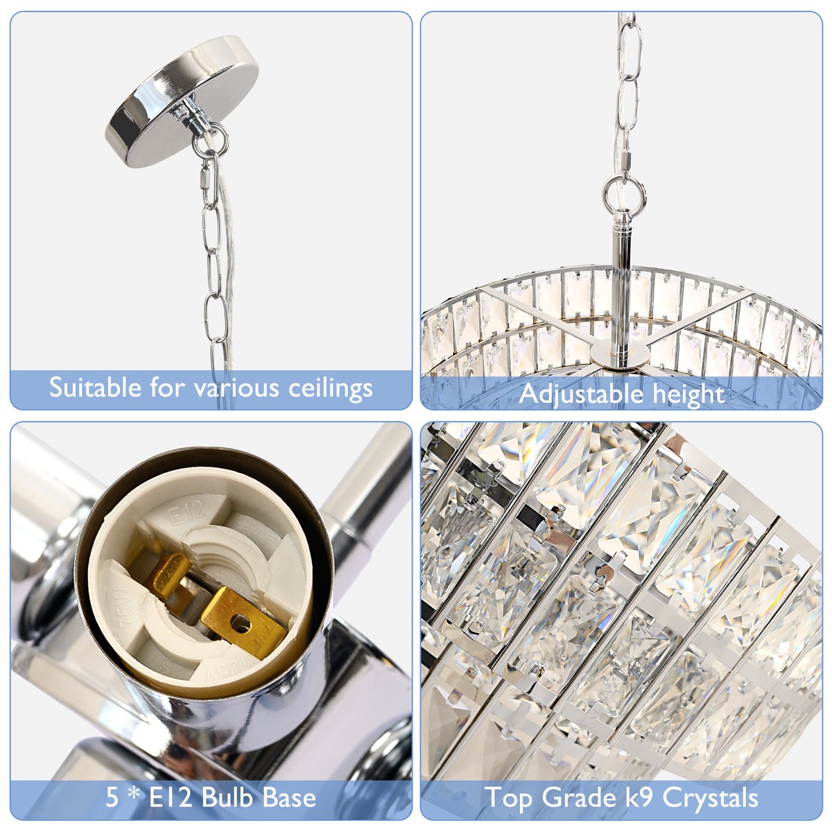 Gracie Luxurious Double Drum Crystal Chandelier