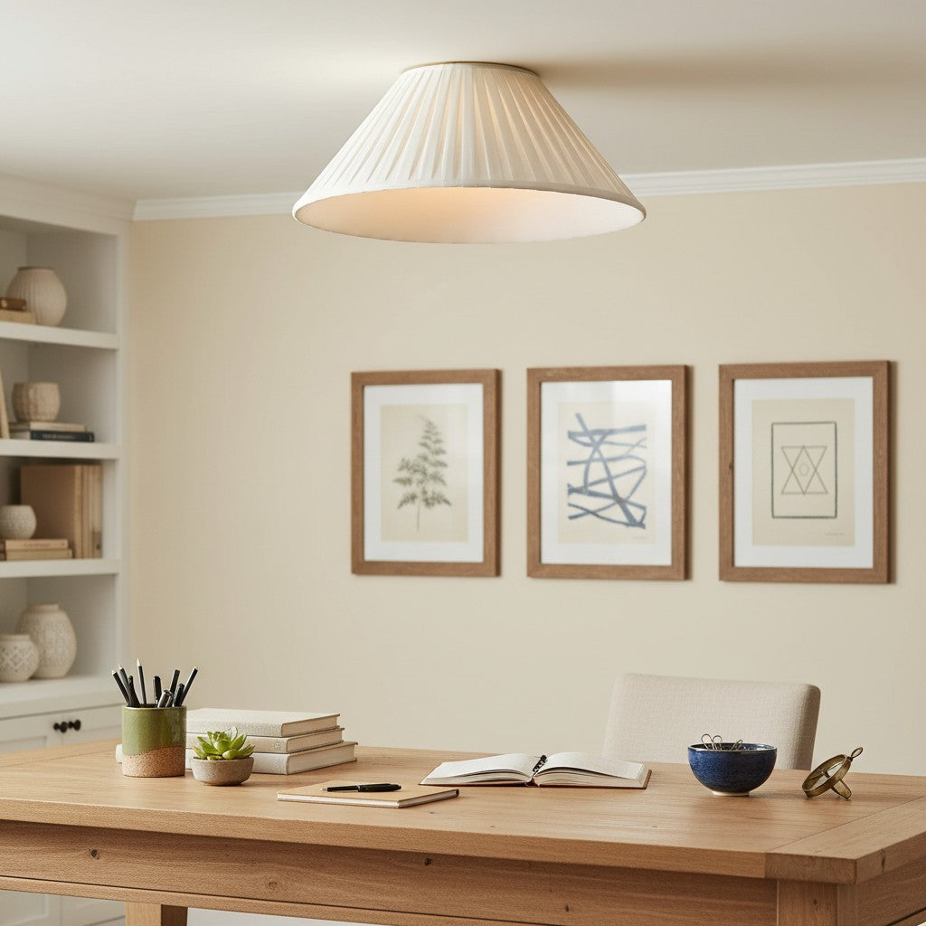 Zephiris Vintage Pleated Fabric Cone Ceiling Light