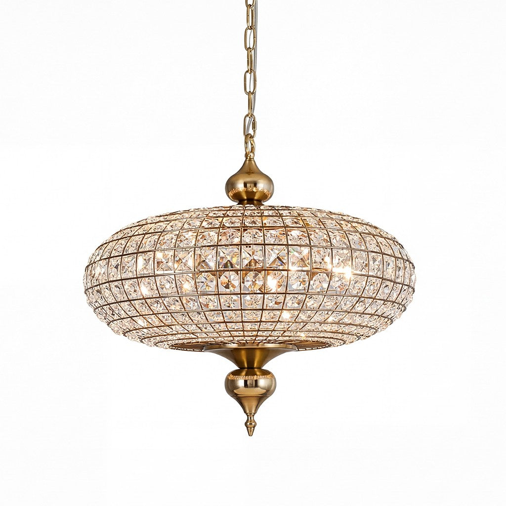 Dion Luxury Antique Brass French Country Crystal Large Chandelier