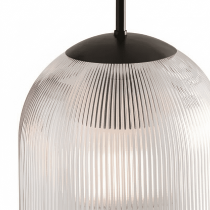 Alain Farmhouse Cooper Ribbed Glass Pendant Light
