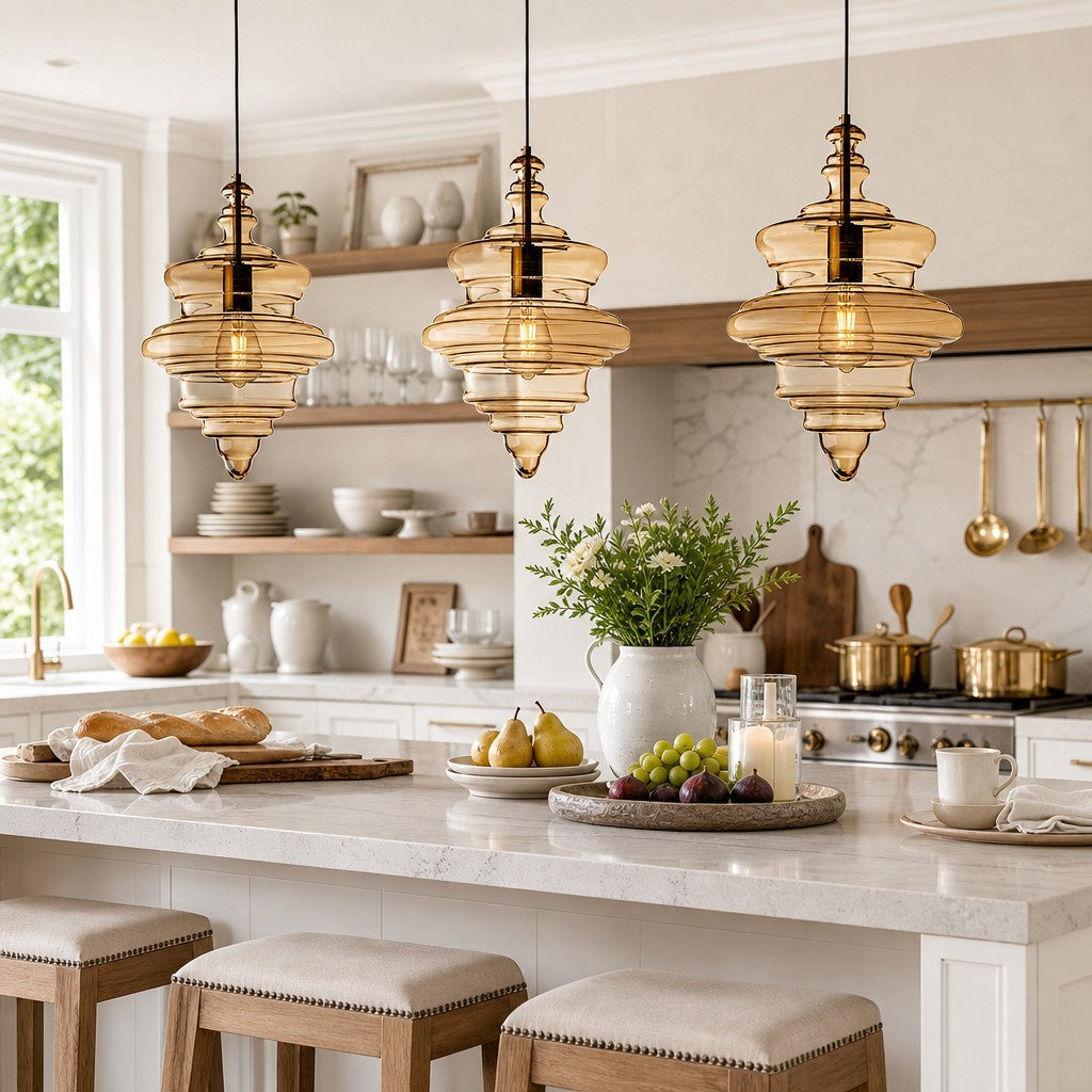Helix Modern Glass Spool Pendant Light