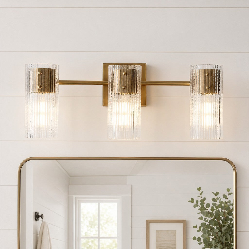 Joanna Modern 2/3 Light Ribbed Fluted Glass Wall Light
