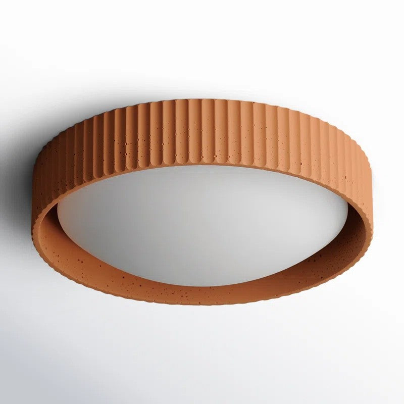 Arnold ‎Minimalist Round Led Fluted Concrete Ceiling Light