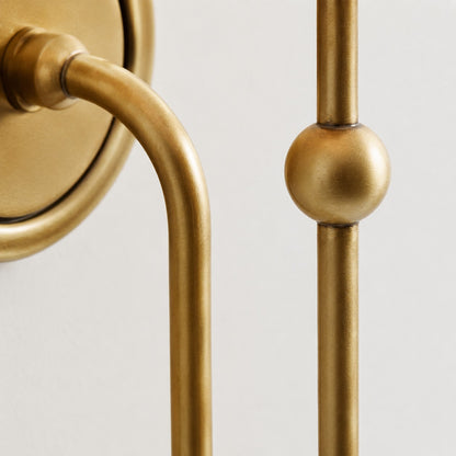 Azon Country Linen Brass Swan Neck Wall Light