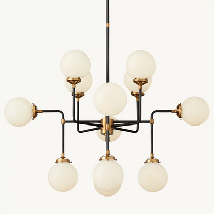 Ava Creative 12 Lights Globe Milk Glass Linear Chandelier