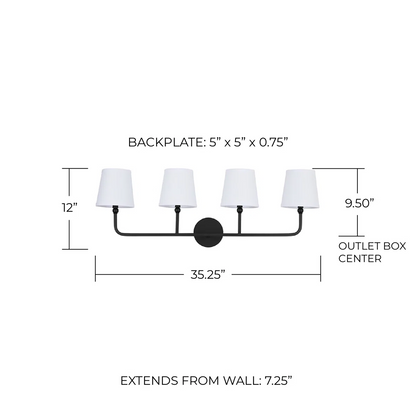 Liryn Minimalist 2/3/4 Heads Fabric Vanity Wall Light