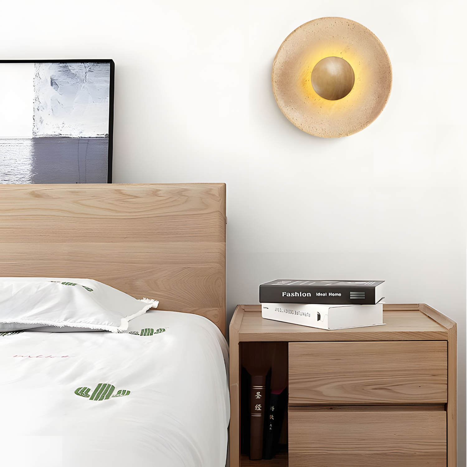 Jannik Wabi-Sabi LED Travertine Round Wall Light