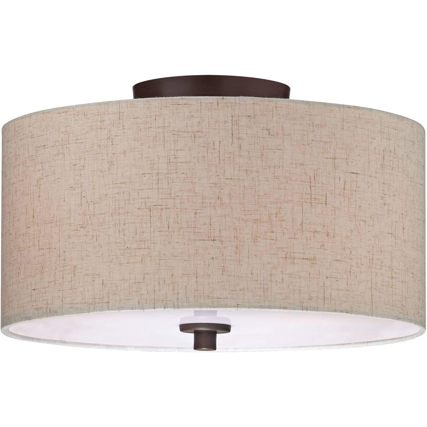 Jynor Bronze Oatmeal Fabric Drum Semi Flush Mount Light