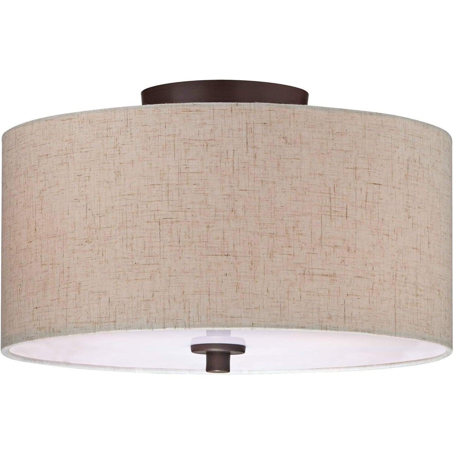 Jynor Bronze Oatmeal Fabric Drum Semi Flush Mount Light