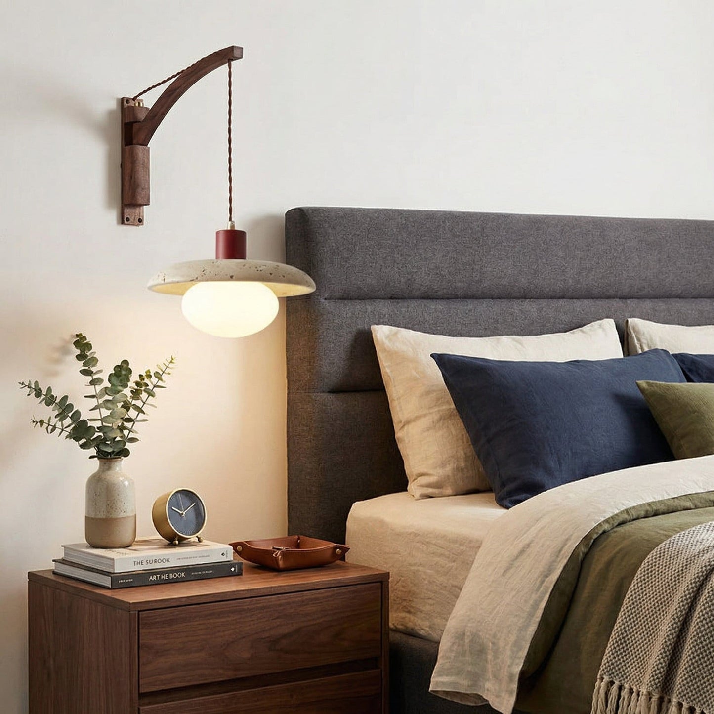 Josiah Modern Solid Wood Travertine Wall Lamp