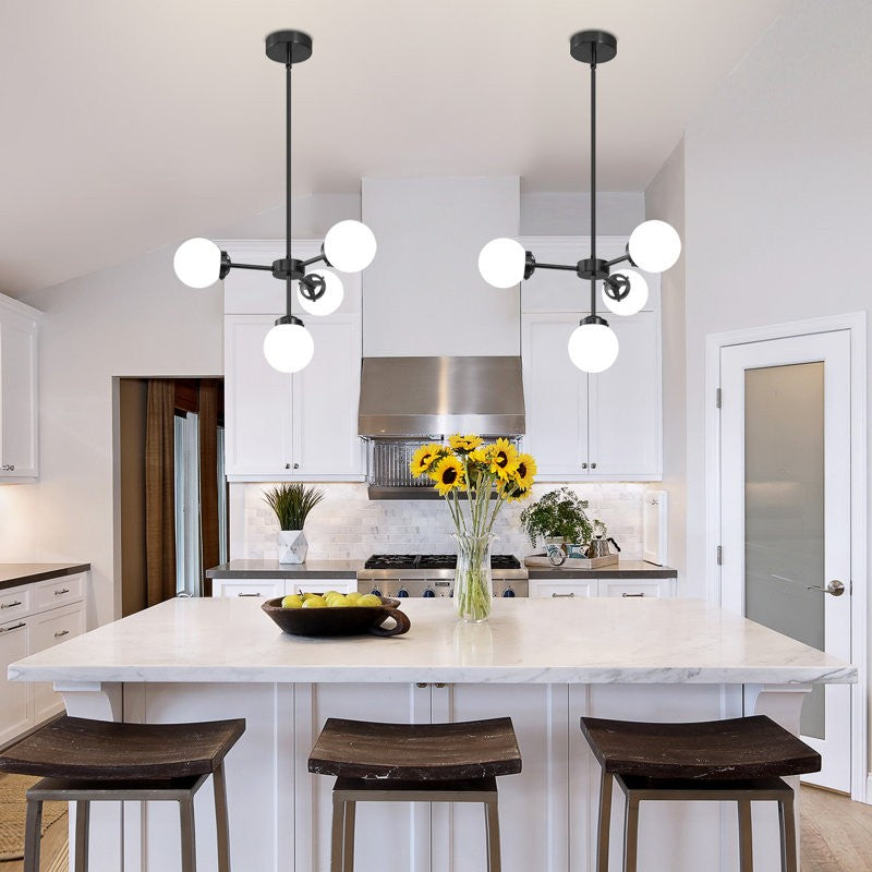 Aelithor 4 Light Opal White Glass Globe Chandelier
