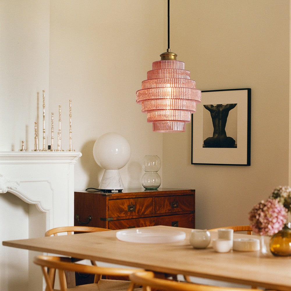 Kaelyn Bottle Shade Stained Striped Glass Pendant Light