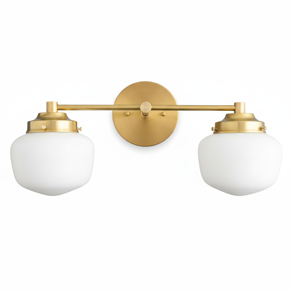 Makhai 2 Lights Farmhouse White Globes Vanity Wall Light