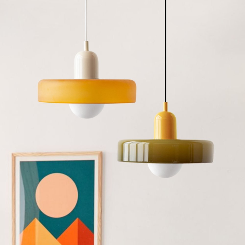 Xanadu Bauhaus Stained Glass Disc Pendant Light