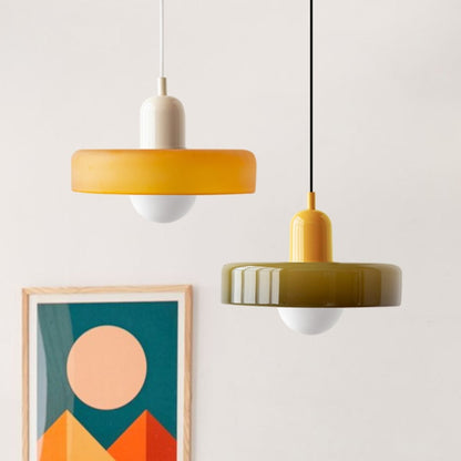 Xanadu Bauhaus Stained Glass Disc Pendant Light