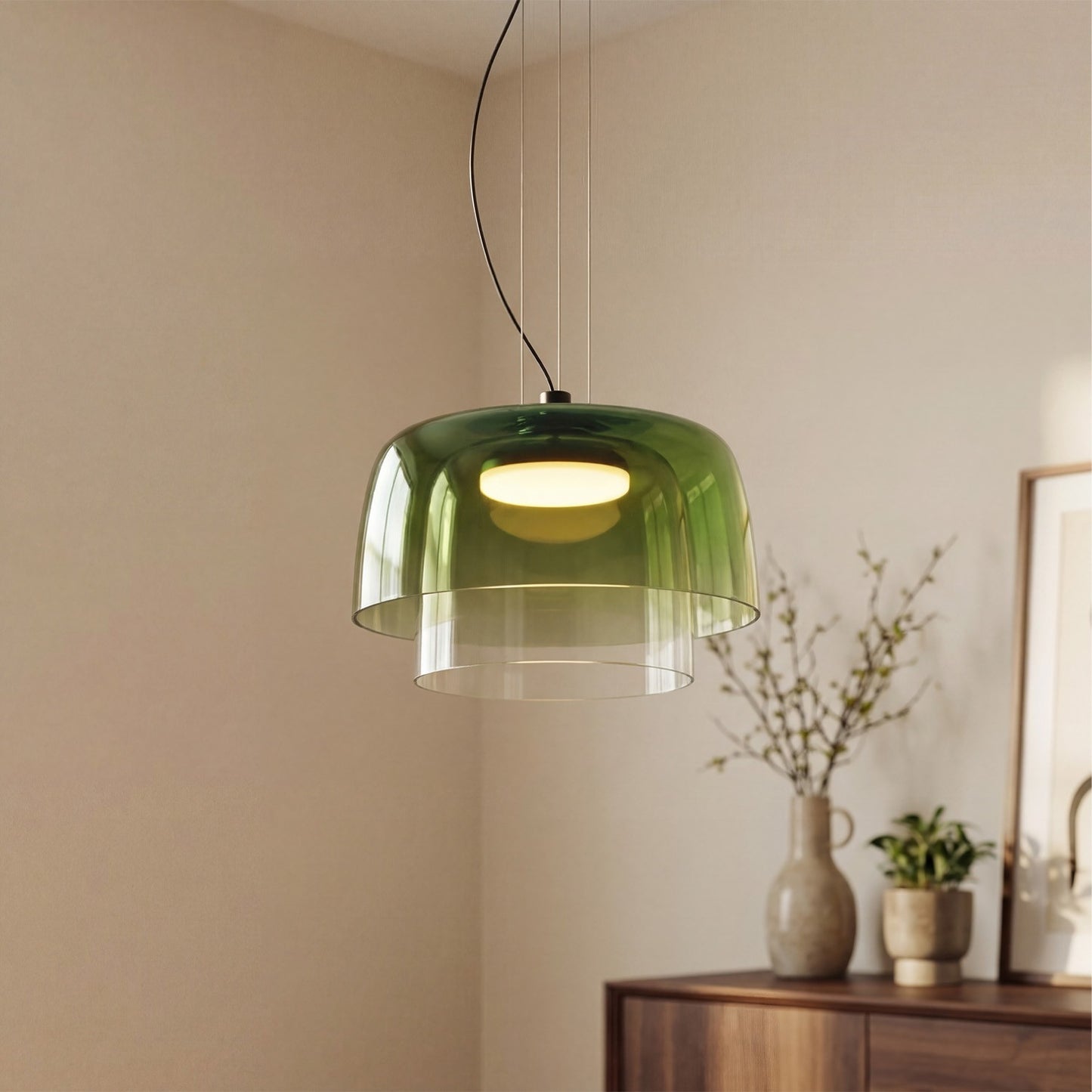Zaire Bowl Shaped Layer Stained Glass Pendant Light