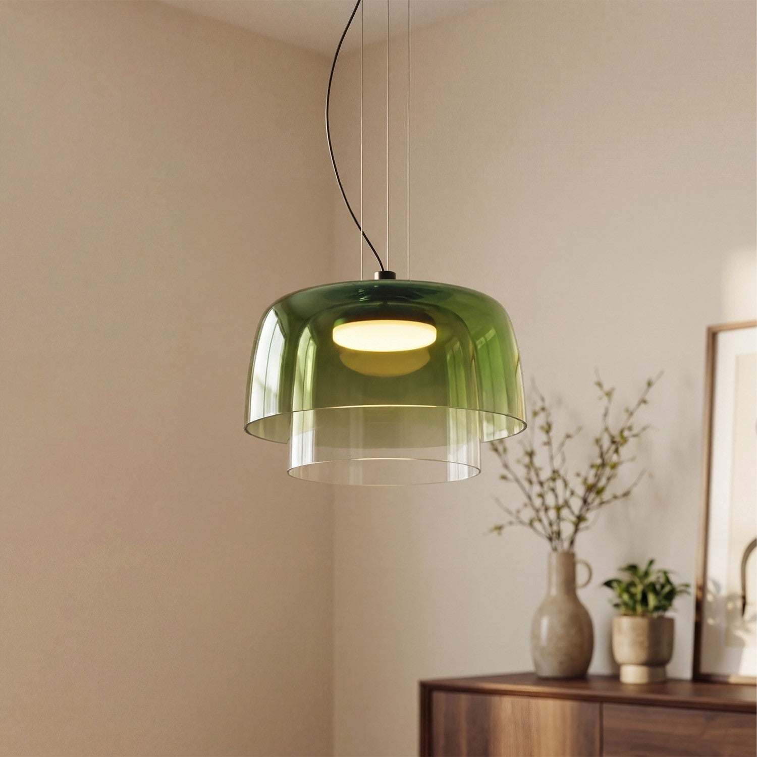 Zaire Bowl Shaped Layer Stained Glass Pendant Light