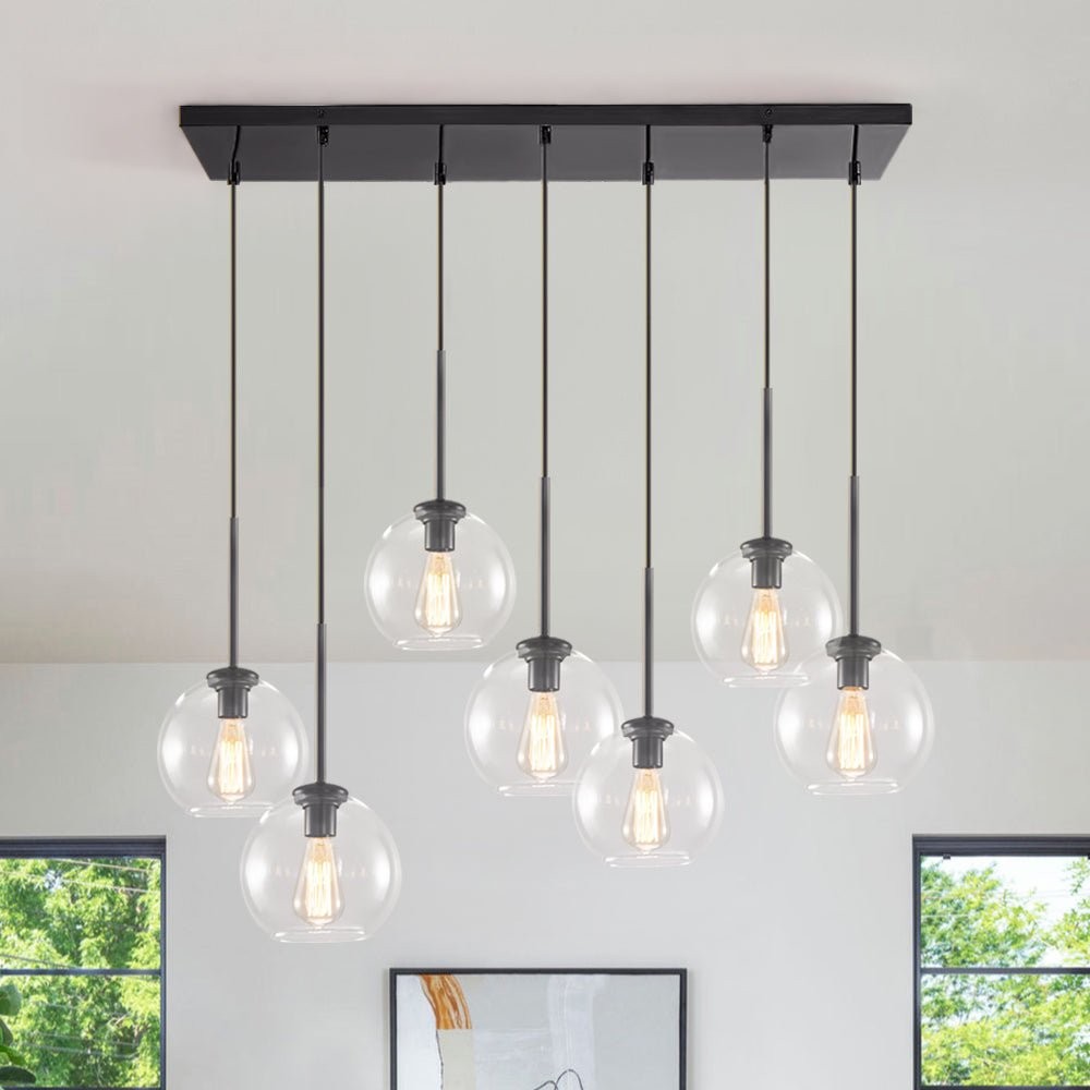 Kymar Mid Century 7-Lights Linear Cluster Globe Pendant Light