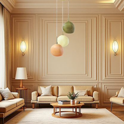 Baya Natural Three-Color Opal Glass Cluster Pendant Light