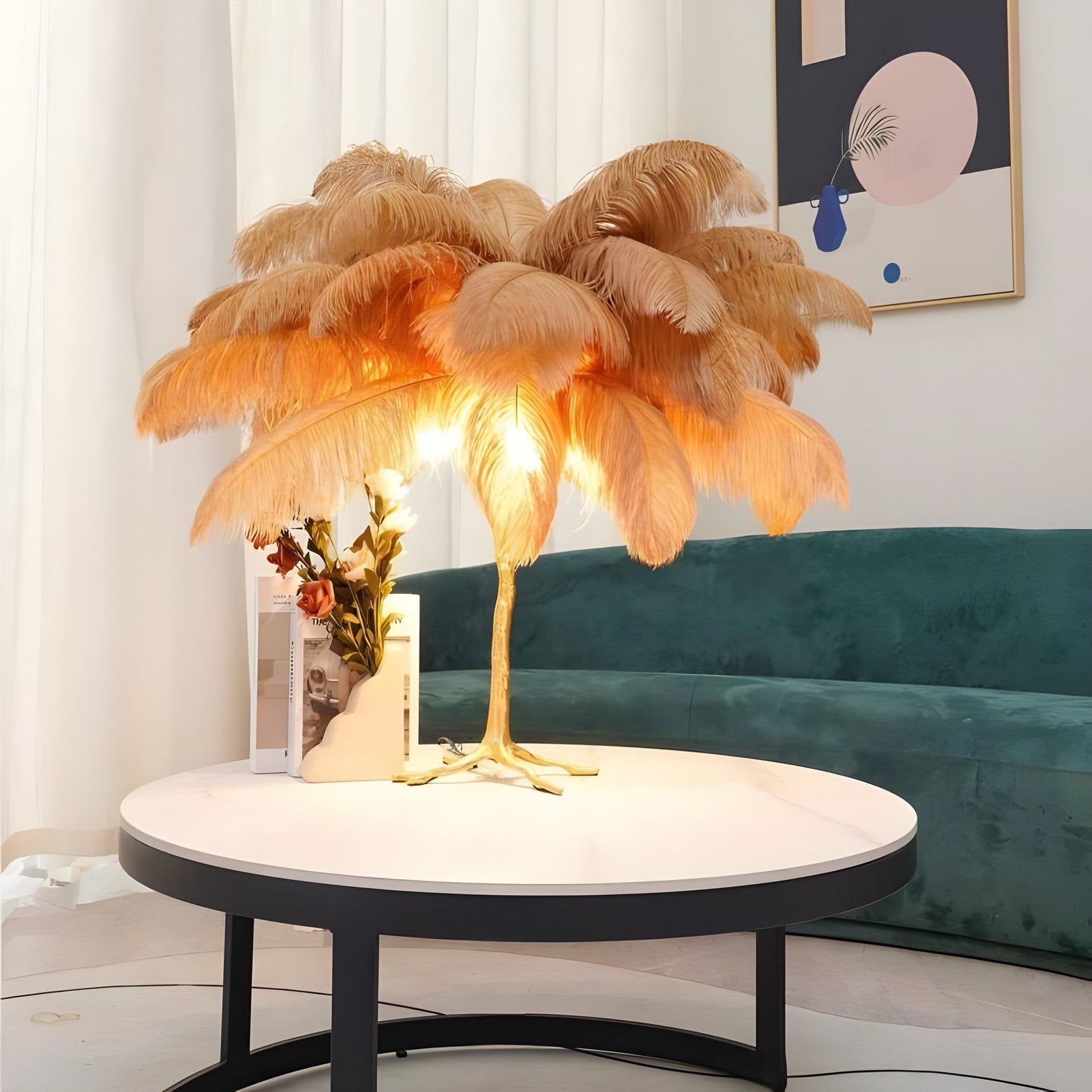 Marco Ostrich Feather Table Lamp
