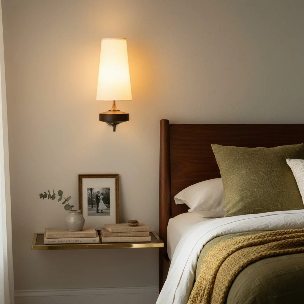 Nyxara Vintage  Fabric Tapered Shade Wall Sconce