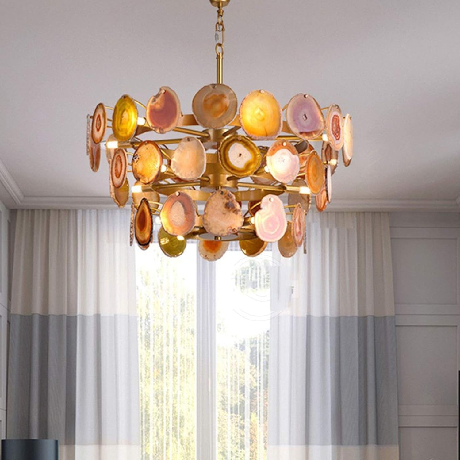 Gideon Slice Agate Tower Chandelier
