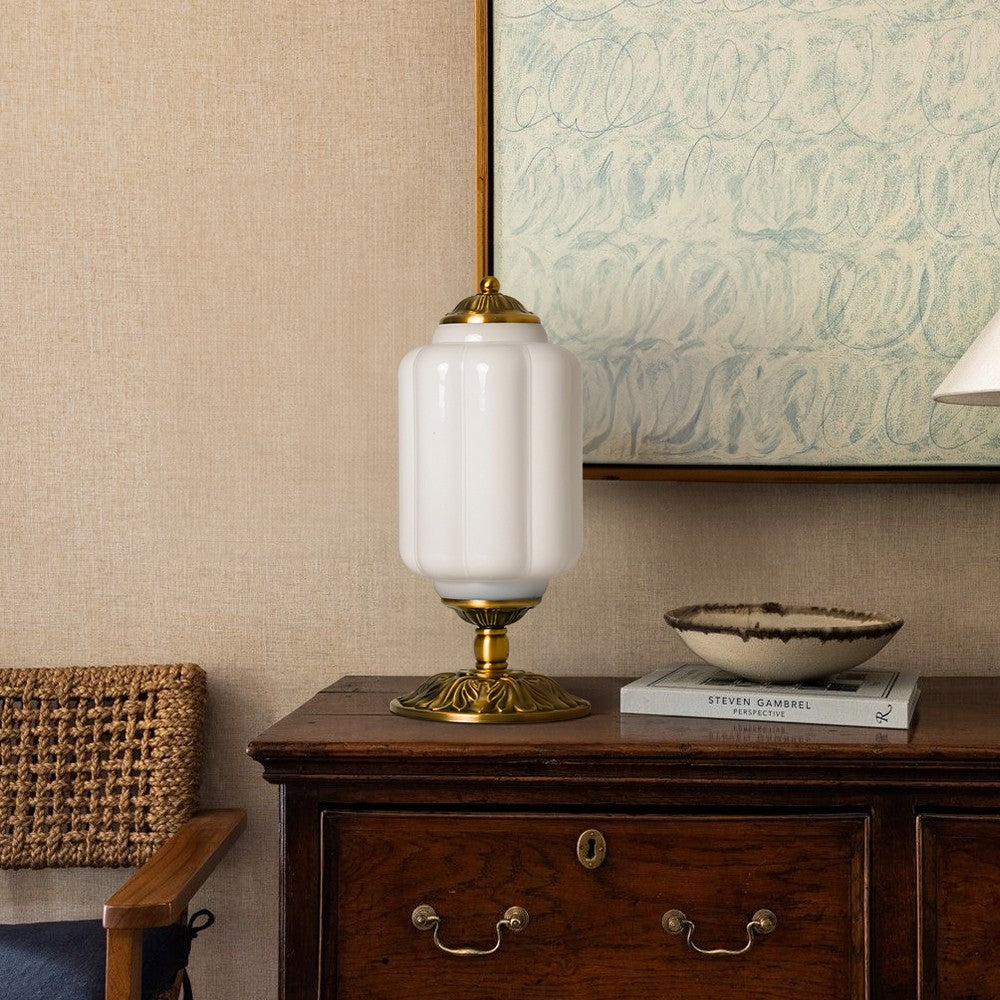 Nexos French Retro Cream Glass Textured Eloise Table Lamp