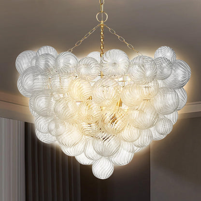 Quintessa Luxury Ribbed Glass Globe Cluster Bubble Chandelier