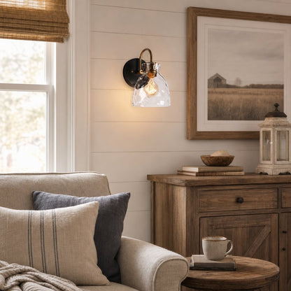 Brant Modern Hammered Glass Dome Vanity Wall Light