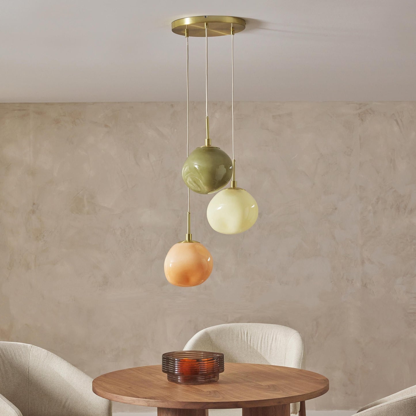 Baya Natural Three-Color Opal Glass Cluster Pendant Light