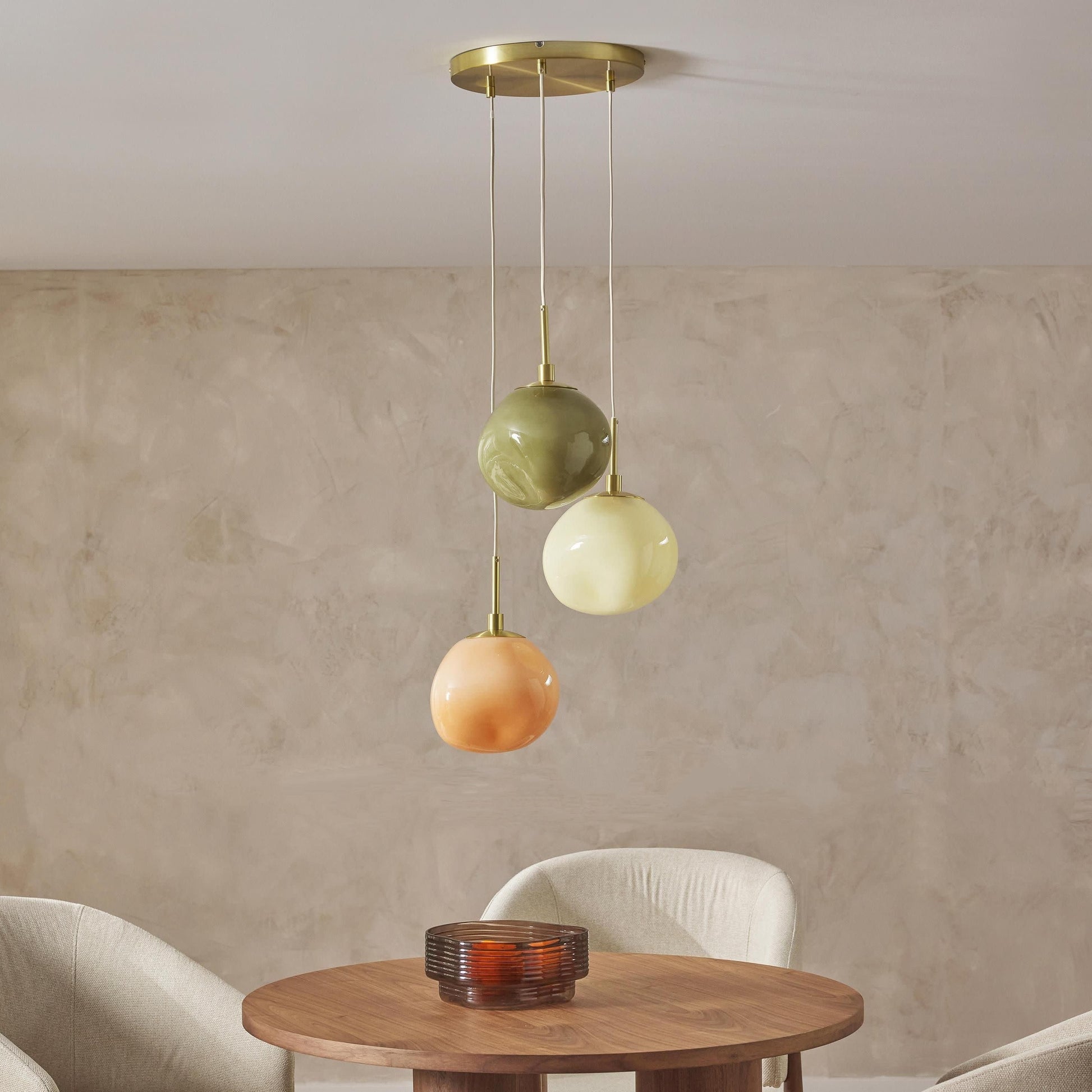 Baya Natural Three-Color Opal Glass Cluster Pendant Light
