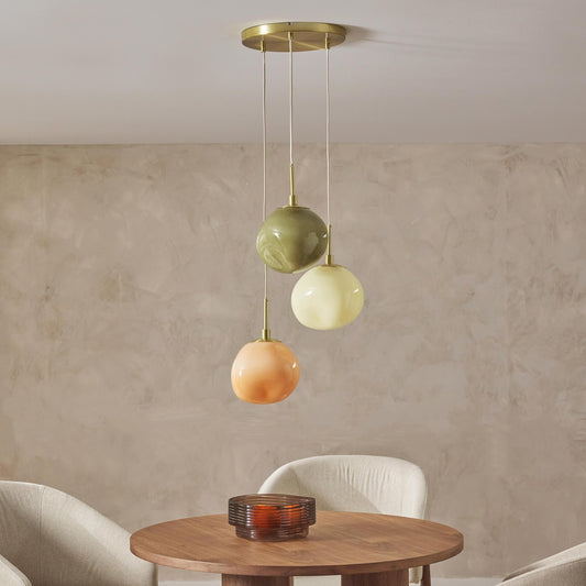 Baya Natural Three-Color Opal Glass Cluster Pendant Light