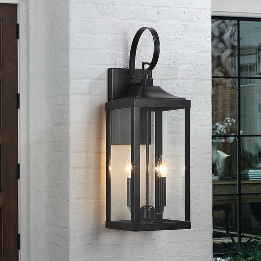 Phelon Large Black Metal Lantern Outdoor Wall Sconce