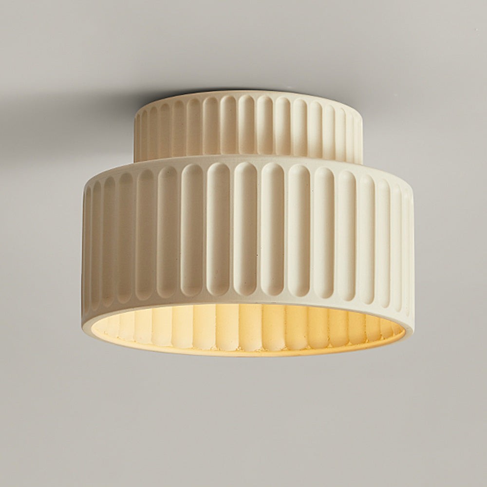 Nicola Vintage Resin Cream Breeze Drum Semi-Flush Mount Ceiling Light