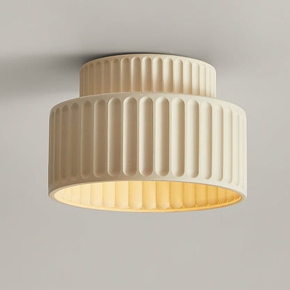 Nicola Vintage Resin Cream Breeze Drum Semi-Flush Mount Ceiling Light