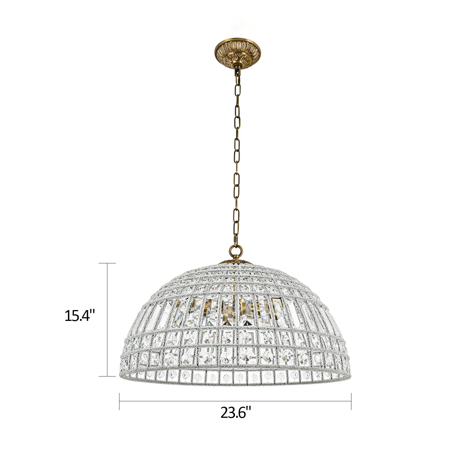 Zeldan Modern French Antique Bronze Dome Crystal Chandelier