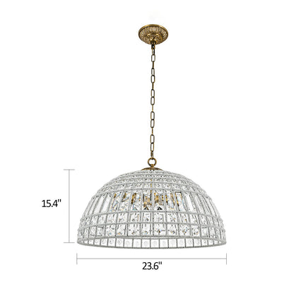 Zeldan Modern French Antique Bronze Dome Crystal Chandelier