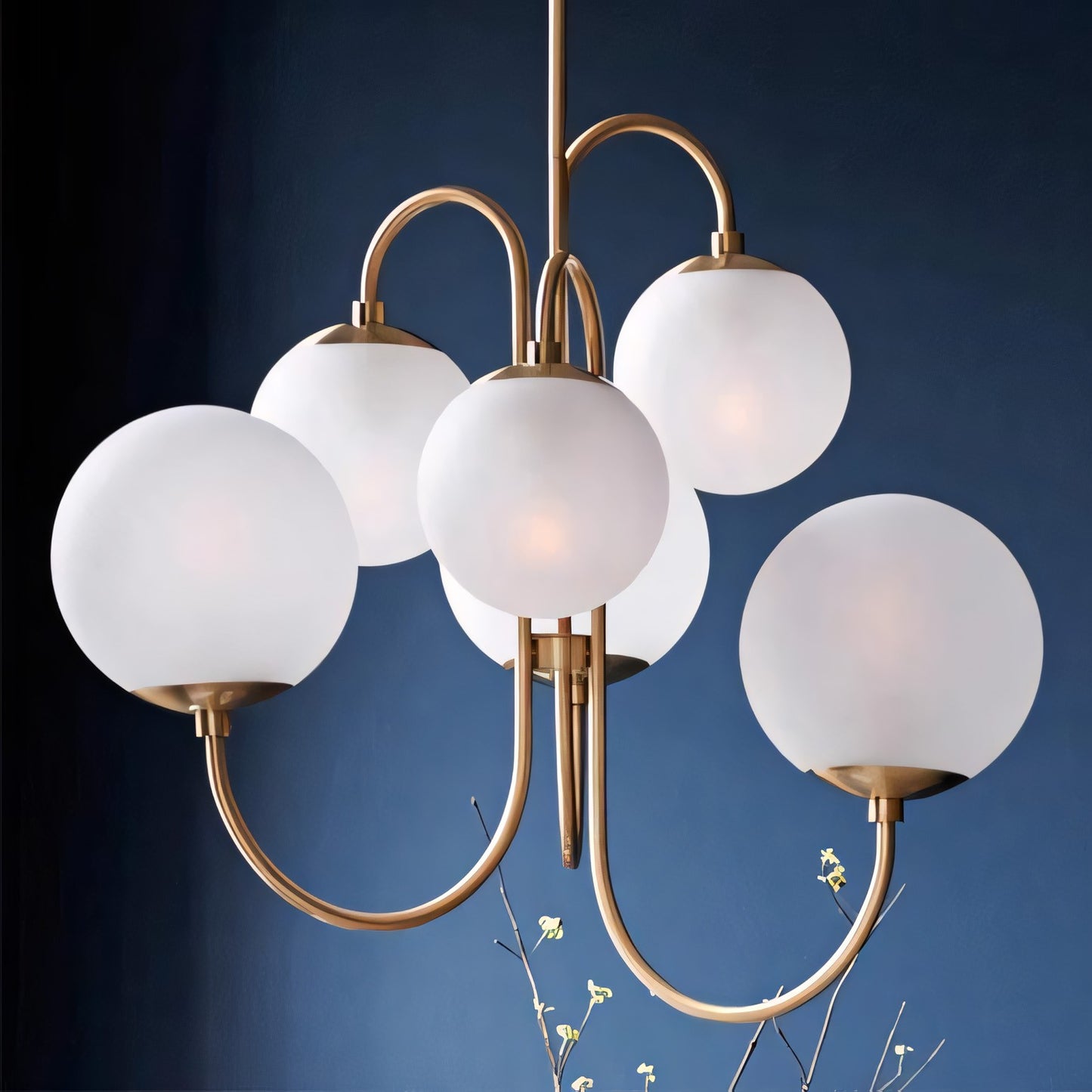 Vekton Vintage Glass Globe Gooseneck Chandelier